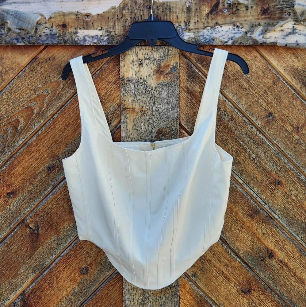 NWT Sincerely Jules Faux Corset Crop Tank Top - Picture 1 of 4
